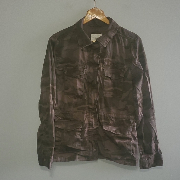 Sonoma Green Grey Brown Military Field Jacket Mens Size Medium W/ Snaps - Picture 1 of 10